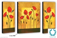 Set of 3 pieces Flowers UV wall Decor & Gifting painting - Ready To Mount - Wood, Pack of1